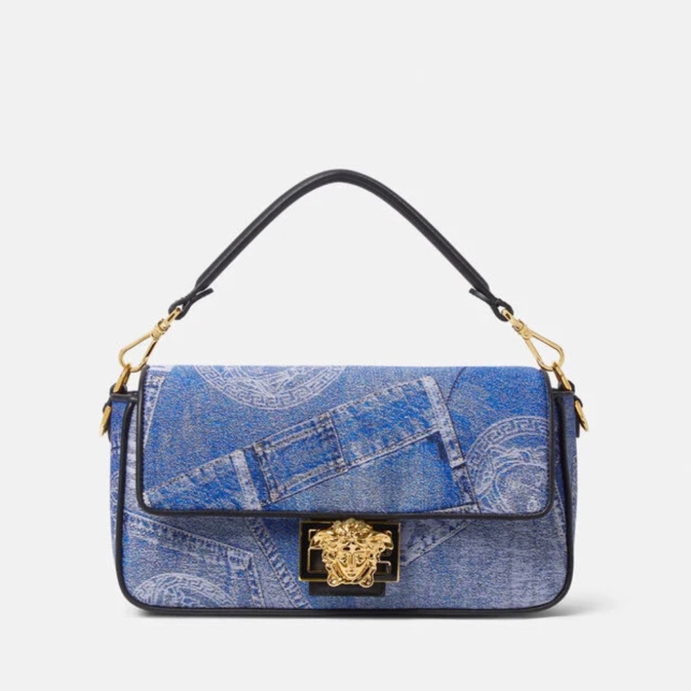 Fendace Denim Patchwork Baguette Fendi Versace